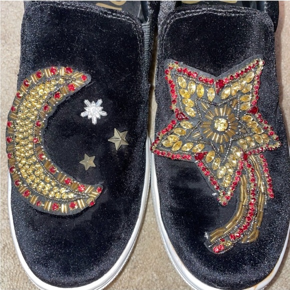 Sam Edelman Leila 2 Star and Moon Embellished Velvet Shoes - Picture 2 of 10